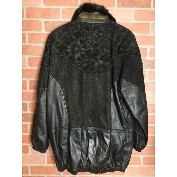 Vintage Exotic Fashions Women's Genuine Leather Jacket Snap Closure Black Large - Picture 6 of 10